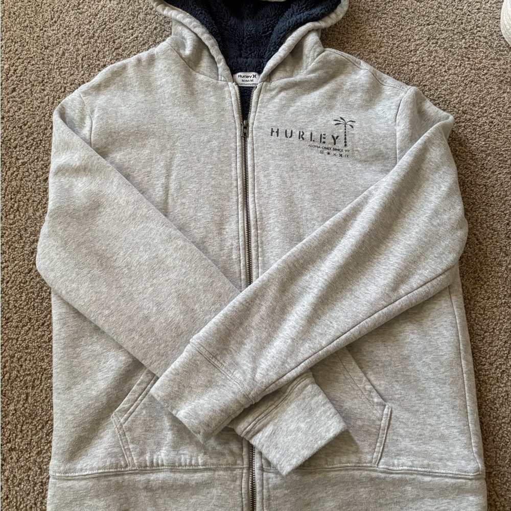Hurley Light Gray Fleece-Lined Hoodie